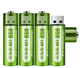 Комплект 4 шт. литиевых аккумуляторов (батареек) Doublepow AA 1800 mWh Li-ion 1.5 V с возможностью USB-зарядки (II) 21186 - изображение 1