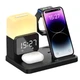 Складная док станция беспроводная зарядка 3 в 1 QINETIQ Z15 15W для Apple iPhone 8-15, Pro, Pro Max, Apple Watch 2-9, SE, Ultra, AirPods с часами, будильником и сенсорным съемным светильником - изображение 1