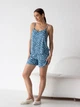 Пижама (майка + шорты) женская больших размеров из вискозы BARWA garments 0340/313 XL Белый цветок на синем (2113403134048) - изображение 4