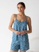 Пижама (майка + шорты) женская больших размеров из вискозы BARWA garments 0340/313 XL Белый цветок на синем (2113403134048) - изображение 1