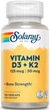 Витамин Д + Витамин К Solaray Vitamin D3+K2 (soy free) 120 капс - изображение 4