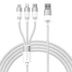USB кабель 3в1 Micro USB/Lightning/Type-C Baseus StarSpeed One-for-three Fast Charging (1.2м,3.5A). White - зображення 1
