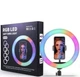 Кільцева світлодіодна лампа селфі 26см Ring Fill Light MJ-26 16 кольорів RGB Чорна - зображення 1