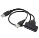 Кабель-перехідник (адаптер) XON MemoryCable 2 x USB 2.0 to SATA 6 Гбіт/c для 2.5" HDD / SSD дисків Чорний (XCA1A22SA1PB 6556) - зображення 3