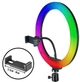 Кільцева Led лампа 26 см MJ-26 з тримачем для телефону RGB на 16 кольорів - зображення 5