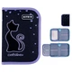Пенал школьный для девочки Kite Catsline "Киса" 20х14х3.9 см 1 отделение с 1 отворотом каркасный на молнии темно-синий с фиолетовым (K24-621-3) - изображение 1