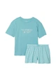 Пижама (футболка + шорты) Victoria's Secret Cotton Short Tee-Jama Set XS бирюзовая - изображение 3