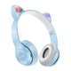 Детские беспроводные наушники светящиеся ушки кошки P47 Bluetooth 5.0 с микрофоном, голубые - изображение 2