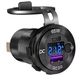 Врезная USB зарядка QC 3.0+PD Type-C 65W с вольтметром вместо прикуривателя Металлическая Blue - изображение 2