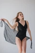 Мини парео пляжное Черный в цветок ODS One size 101-2 - изображение 1