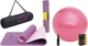 Набор Коврик спортивный Cornix TPE 183 x 61 x 0.6 см для йоги и фитнеса XR-0007 Plum/Rose+Мяч для фитнеса (фитбол) Cornix 75 см Anti-Burst XR-0024 Pink - изображение 1