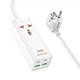 Сетевой удлинитель Hoco AC10A 2Type-C / 2USB / 1Socket QC3.0 PD65W 1.5m, White - изображение 1
