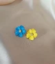 Серьги бижутерия Патриотические ромашки jeweston Желто-голубой цвета - изображение 5