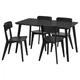 Стіл і 4 стільці IKEA LISABO / LISABO 140х78 см чорний (193.855.35) - зображення 1