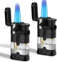 Потрійна турбо-запальничка з можливістю заправки бутаном Triple Torch Lighter (чорна) - зображення 7