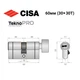 Цилиндр CISA Astral Tekno PRO 60T (30*30T) никель матовый 3 ключа - изображение 4