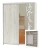 Шкаф-купе двухдверный Алекса 170*45*230 Дуб крафт белый ДСП/Зеркало с пескоструйным рисунком - изображение 1