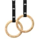 Кільця гімнастичні для Кросфіту WOODEN GYM RINGS EZOUS (стрічки-поліестер (PL), р-р 5,8м х 3,8см, кільця-дерев'яні, d-32мм, вага кілець 700 гр. пара) (E-02) - изображение 1