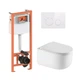Готовое решение Qtap для ванной комнаты: подвесной унитаз Taurus Ultra Quiet 485×360×350 + комплект инсталляции Nest 4 в 1 (круглая клавиша White) - изображение 1