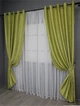 Комплект штор на люверсах VR-Textil Льон Савана № 637ш Оливковий 150х250 см 2 шт (37-0135) - зображення 3