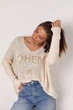 Вязаный женский пуловер с надписью Boheme цвет молочный размер ONE SIZE FL_001607 - изображение 6
