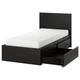 Ліжко з 2 ящиками IKEA MALM 90х200 см чорно-коричневе (190.129.89) - изображение 1