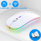 Беспроводная Бесшумная мышь 2.4G + Bluetooth Встроенный аккумулятор RGB подсветка Белая - изображение 4