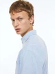 Рубашка хлопковая летняя мужская H&M 061013956 S Светло-голубая (6666000322692) - изображение 4