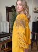 Женская шифоновая вышиванка с длинным рукавом горчичного цвета "Марсела" 11735-52 (XL) - изображение 4
