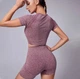 Спортивный комплект для фитнеса и йоги/ кроп топ + велосипедки Размер S Pink 14072024 - изображение 2