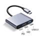 USB Type-C перехідник Хаб концентратор 3 в 1 на HDMI + USB 3.0 + Type-C (PD) OTG 4K, Сірий (486760) - зображення 2