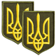 Набір шевронів 2 шт. із липучкою Герб Тризуб України 6х8 см жовтий на хакі, вишитий патч - зображення 1