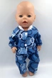 Одежда для Baby Born - Пижама синяя в принт - изображение 1