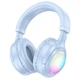 Беспроводные наушники Hoco W48 накладные с LED подсветкой blue - изображение 1