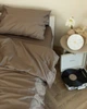 Постільна білизна полуторна Dushka Home Сатин Люкс 20924 160х215 см кава з молоком 4874321 - зображення 2