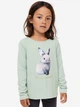Подростковый лонгслив для девочки H&M 060922700_rabbit 146-152 см Зеленый/Кролик (6666000323248) - изображение 1