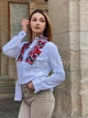 Стильна офісна вишиванка квіткова "Джулія" класична блуза з українською вишивкою 11944-44 (M) - зображення 1