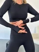 Бесшовный фитнес-костюм Seamless collection (рашгард + леггинсы) с эффектом Push Up для фитнеса и йоги L Черный (Push Up_PR01L) - изображение 4