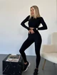 Бесшовный фитнес-костюм Seamless collection (рашгард + леггинсы) с эффектом Push Up для фитнеса и йоги L Черный (Push Up_PR01L) - изображение 5