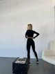 Бесшовный фитнес-костюм Seamless collection (рашгард + леггинсы) с эффектом Push Up для фитнеса и йоги L Черный (Push Up_PR01L) - изображение 9