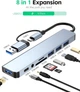 Багатофункціональний USB хаб концентратор 8 в 1 Zevmi 4 USB 3.0 та USB 2.0, 1 портом USB-C, портами Audio та TF/SD - зображення 2