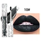 Губная помада QiBEST №10 Diamond Lip Gloss Черная с блестками матовая - изображение 1
