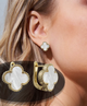 Сережки конюшина білий клевер англійський замок Fashion Jewelry золотистий колір (АА) - изображение 1