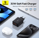 Сетевое зарядное устройство Baseus Compact 30w PD 2xUSB-A USB-C ports charger black - изображение 5