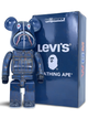 Статуэтка Bearbrick x BAPE x Levis 400% 28 см Medicom Toy Акула в костюме. - изображение 1