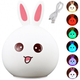 Дитячий нічник силіконовий Кролик Rabbit-Lamp нічна LED лампа на акумуляторі 5 кольорів підсвічування біло-рожевий - зображення 3