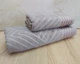 Набір турецьких махрових рушників 50х90+70х140 Gulcan Jacquard Cotton Lux Yeni Cizgili Dark Beige - зображення 2