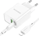 Сетевое зарядное устройство Borofone BA69A USB-A (QC3.0) USB-C (PD3.0) + кабель USB-C/Lightning White (BA69ACLW) - изображение 2