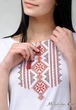 Женская футболка с вышивкой на короткий рукав в белом цвете «Гуцулка (красная вышивка)» S - изображение 3