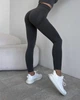 Спортивні жіночі легінси Hot для фітнесу та йоги з подвійним пуш-ап V-пояс Безшовні Однотонні XS-S Графіт (MA06000LS) - зображення 2